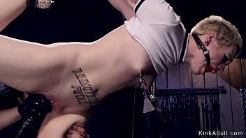 Short Hair Blonde In Device Bondage