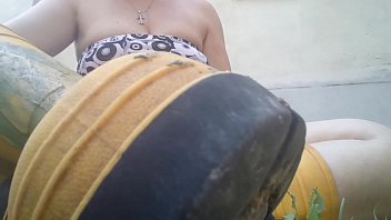 Lick My Yellow Boots Completely Dirty With Green Mud While I_m In The Garden