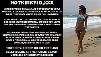 Hotkinkyjo Deep Dildo Fuck And Belly Bulge At The Public Beach