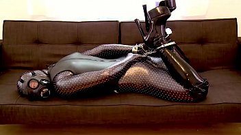 Zentai Hogtcuff On The Sofa