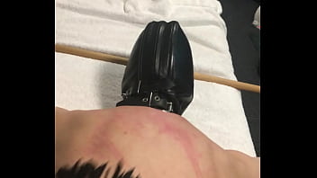 Flogged Strapped Down On Bench - Hooded