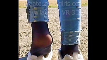 Girl Slips Out Of Her Sweaty Stinky Fila Sneakers And Shows Off Her Sweaty Nylons