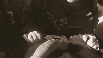 Nerd Wipes Cum On Him After She Sucks His Cock