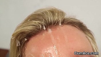 Randy Beauty Gets Cumshot On Her Face Eating All The Charge
