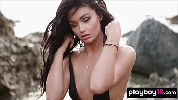 Cute Kristie Taylor Teasing And Stripping At The Beach