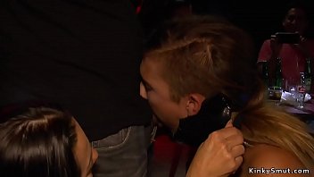 Lezdom Makes Sub Sucking In Public