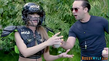 Busty Cougar Outdoors In Sporty Costume