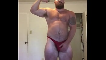 Beefy Bodybuilder Revealing Posing Trunks Beefbeast