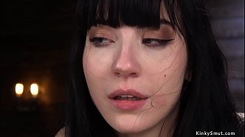 Tattooed Petite Slave On Device Bondage