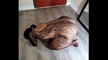 Black Girl Playing Dildo In Fishnet Tights