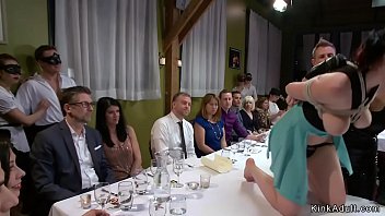 Busty Slave Anal Toyed In Public Party