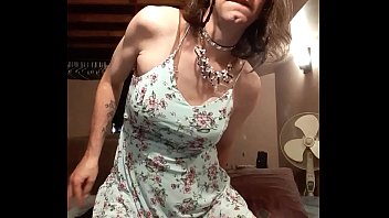 Sissy In A Blue Dress No Panties