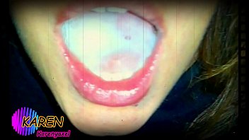 Karen Jugando Con Mas Semen En La Boca (slow Motion)