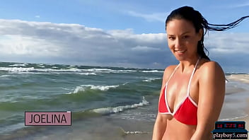 German Milf Model Joelina Strips Naked On The Beach