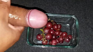 Unloading My Fresh Cum Over My Juicy Grapes. Delicious Summer Snack.