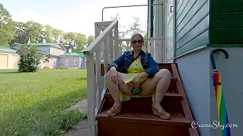 Buttpluged Slut In A Nature Park