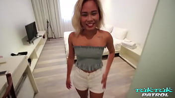 Hot And Horny Asian Blonde Stunner Rides The Hell Out Of A Big White Cock