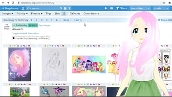 Fluttershy Looks Up Herself On Derpibooru