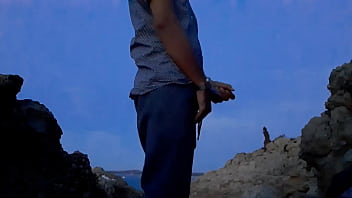 Out In Public: Busting A Nut On Tarragona Beach, Spain