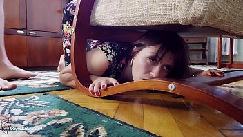 Boyfriend Sensual Doggy Fucking Babe Stuck Under The Chair - Cum On Face