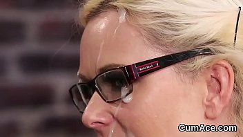 Spicy Centerfold Gets Jizz Shot On Her Face Swallowing All The Sperm