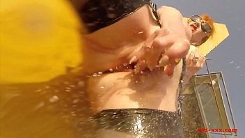 Sexy Mature Red Xxx Masturbates Outside By The Pool