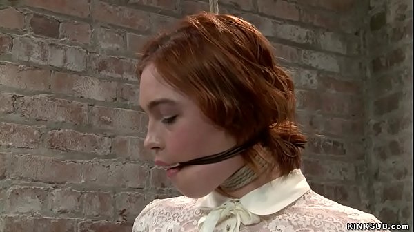 Little Redhead Sub Tormented On Hogtie