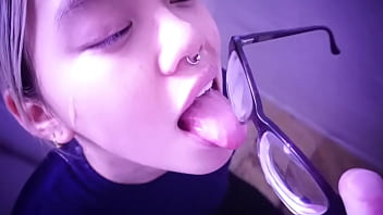 An Asian Slut Waits For Her Master_ She Licks The Cum Off Her Glasses. Full Video On Sabelarsene.com