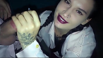 Standing On Her Knees Gives A Blowjob To A Stranger In The Section Of Her House - Tattooslutwife