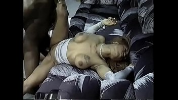 Muscular Black Guy Drills Redhead Chick Hard On Leather Sofa In Living Room