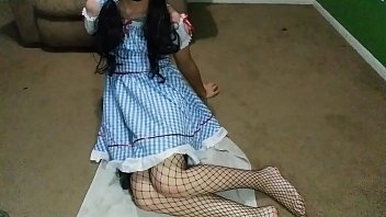 Sissy In Cosplay Rides Dildo
