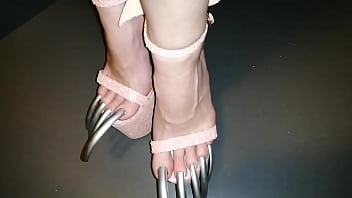 Lady L Pink High Heels Mega Long Metal Nails (video Short Version)