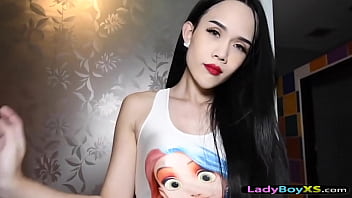 Beautiful Pale Skinned Asian Ladyboy Awa Gets Her Ass Fucked Hard