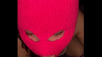 Teen Girlfriend Giving Sloppy Blowjob In Ski Mask