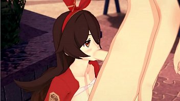 Genshin Impact - Amber Gives A Blowjob, Cumshot To The Face.