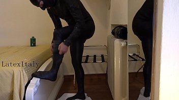 Wearing Latex Stockings Over The Catsuit