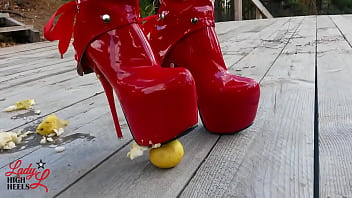 Lady L Crush Apples With Extreme Sexy Red Boots.