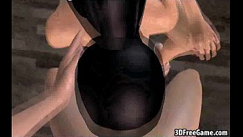 3d Babe Getting Double Teamed In The Bathroom