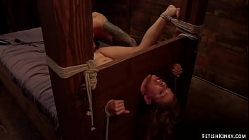 Blonde In Wooden Stock Rough Banged