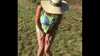 Brunette Pees Her Knickers Outdoors