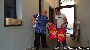 Busty Blonde Grandma Pleases Young Stranger