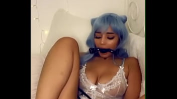 The Cutest Blue Hair Teen Plays With Her Dildo On Cam - Anynudes.com