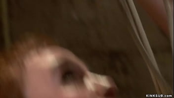 Bound Redhead Zappered On Hogtie