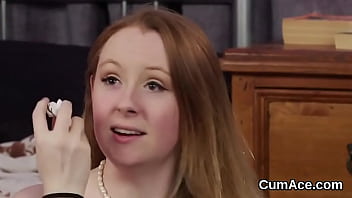 Feisty Bombshell Gets Jizz Shot On Her Face Swallowing All The Load