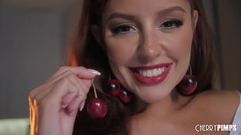 Petite Young Redhead Vanna Bardot Plays With Her Food In A Messy Striptease In Lingerie Before Masturbating