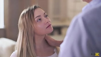 Old4k. Sweet Blonde And Mature Partner Make Love In The Living Room