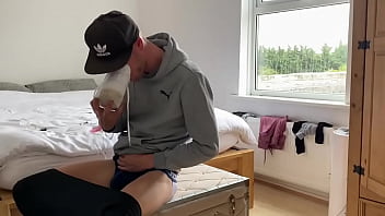 Scally Gets Ed Up And Shoots A Load Over His Straight Boyfriends White Nikes