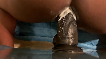 Gay Ebony Practicing Anal With 13 Inches