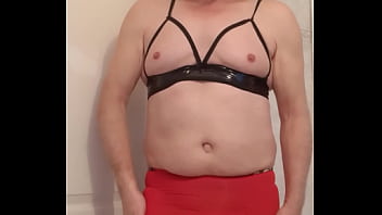 Sissy Crossdresser Wearing Very Short Red Mini Dress - stockings, blonde, tranny, shemale, transexual, crossdresser, sissy, soloboy, mini-skirt - Video 2291992