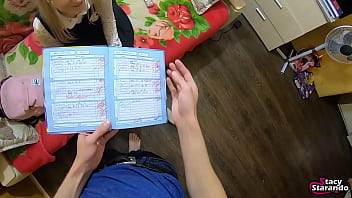 Stepbrother Punished Cute Teen Student Girl Stepsister For Bad Studies | Pov _ English Subtitles